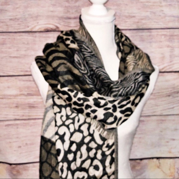 Animal print blanket scarf Brown and Black - Picture 2 of 4